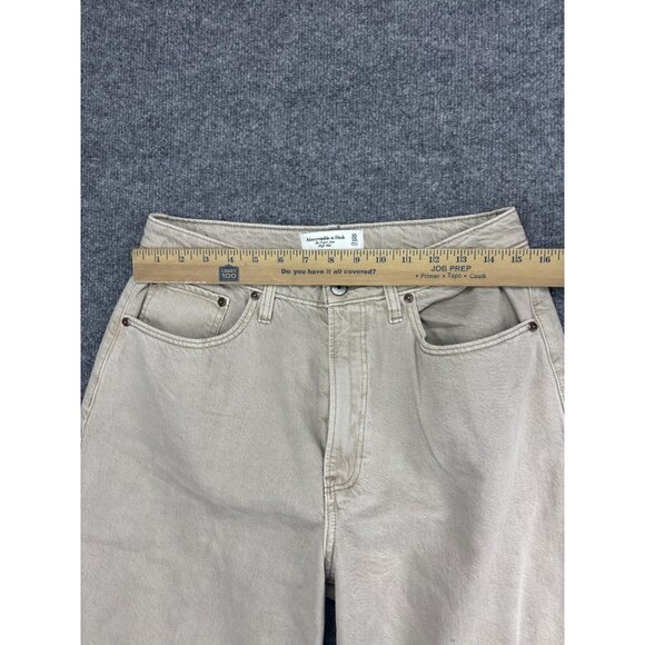 Abercrombie & Fitch Taper Jeans Womens 30 10S Beige High Rise Curve Love - Picture 3 of 8
